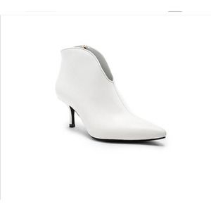 ANINE BING Frankie White Leather Kitten Heel Booties 9